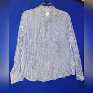BLUE/ WHITE Striped tie up blouse Gap
